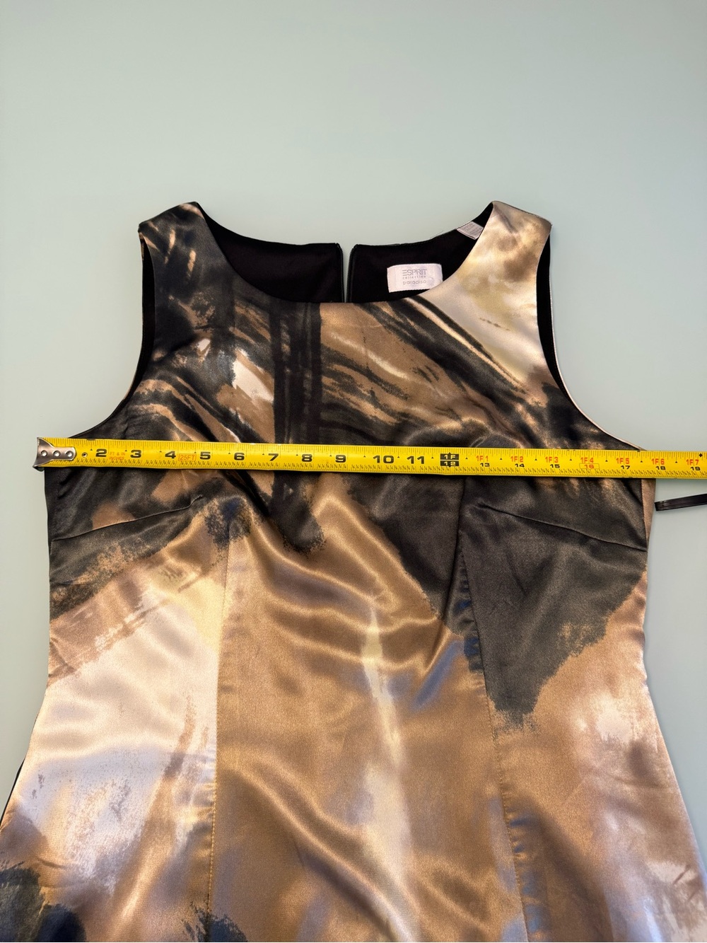Esprit Collection Paradiso Abstract Print Satin Sheath Dress Sleeveless Size M - Picture 3 of 9